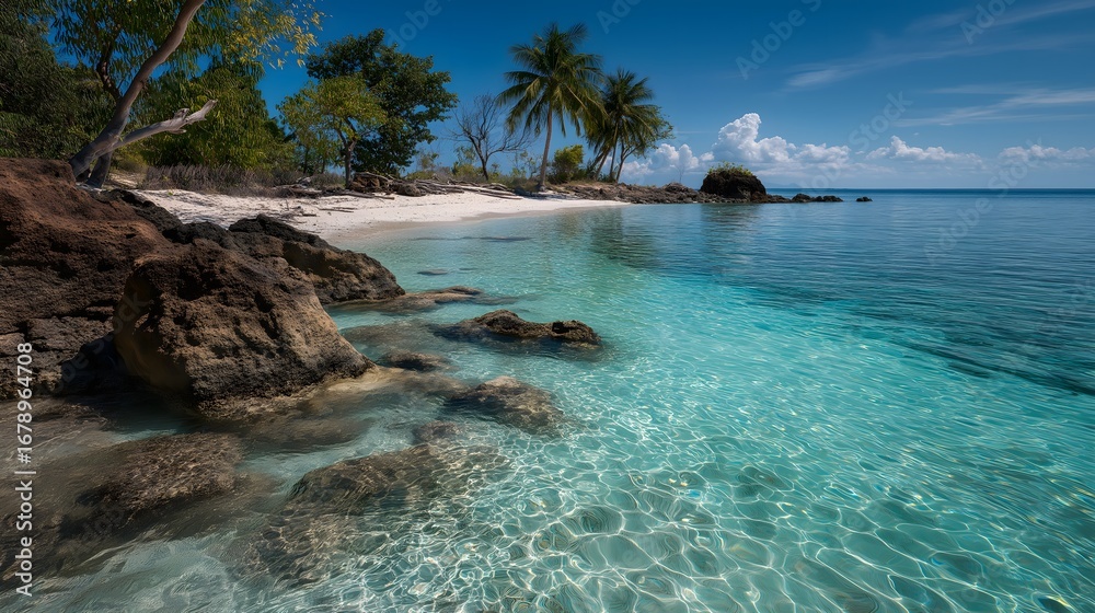 Obraz premium tropical beach with palm trees