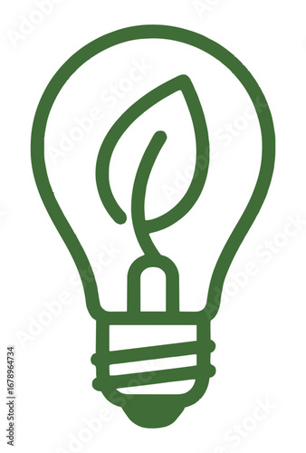 green energy ideas for a sustainable future with a lightbulb and leaf symbol representing innovation and eco-friendly solutions