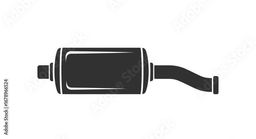 Car Exhaust Pipe or Muffler Silhouette Icon.