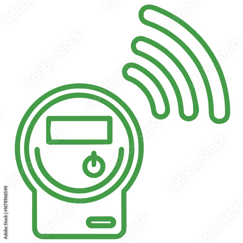 See how this simple green outline icon of a smart meter with wifi signals represents modern utility and energy monitoring technology effortlessly