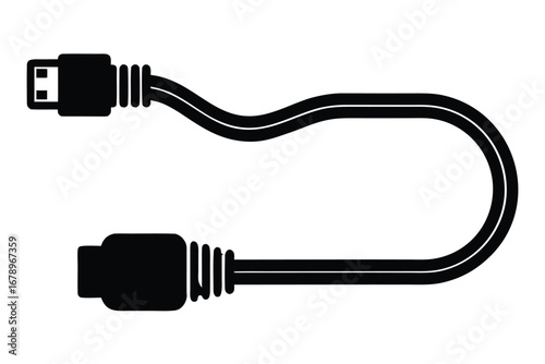 data cable silhouette vector art icon
