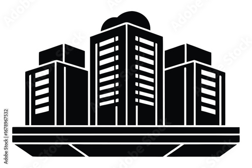 data center silhouette vector art icon