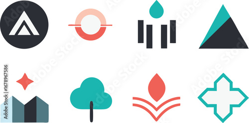 Modern minimalist vector logo elements bundle clean scalable shapes for branding and design vector