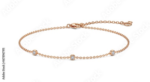 Elegant rose gold bracelet isolated on white