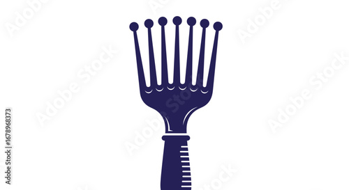 Dark Blue Detangling Hairbrush on White Background.