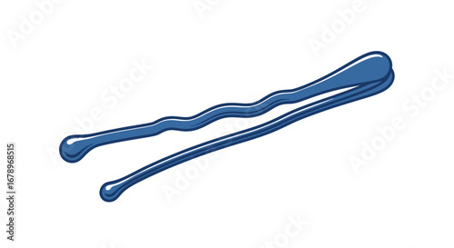 Blue bobby pin isolated on white background hair accessory.