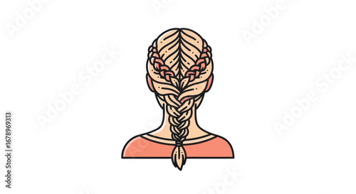 Intricate braided hairstyle on a womans head back view elegant design.