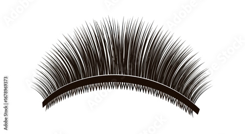 Single black false eyelash strip for cosmetic enhancement.