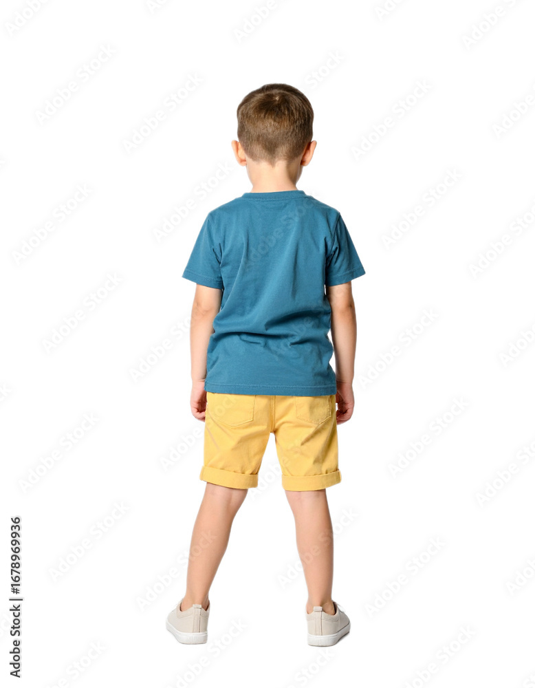 Fototapeta premium back view of a young boy isolated on a transparent background