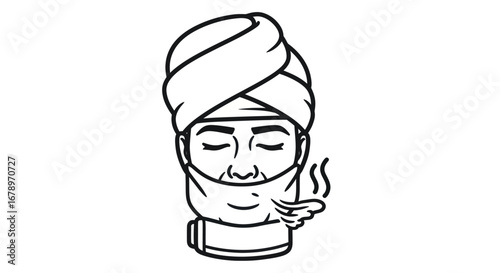Person enjoying a spa treatment with a towel on their head and steam.