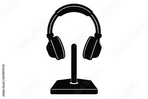 headset stand silhouette vector art icon