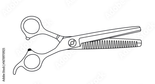 Illustration of professional hair thinning scissors for hairdressing.