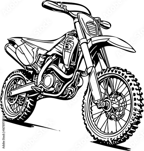 Dynamic dirt bike illustration, perfect for extreme sports branding and motocross event promotion