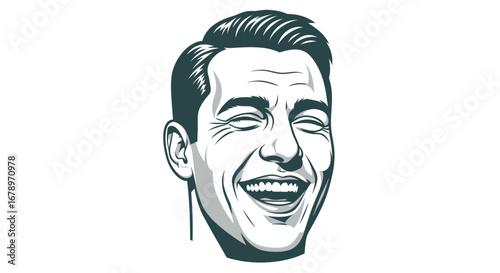 Joyful Man Laughing Heartily Close-up Portrait.