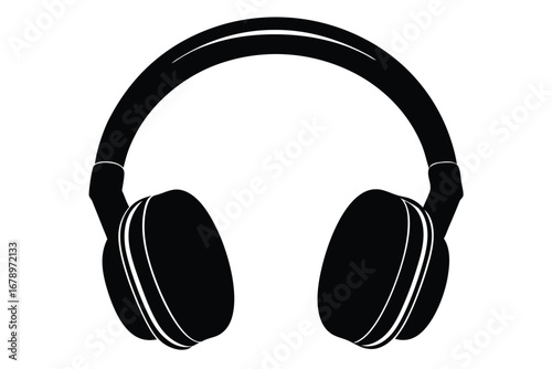 over ear headphones silhouette vector art icon