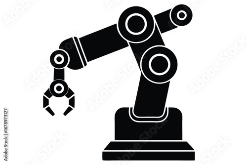 robot arm silhouette vector art icon