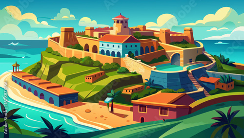 The San Juan National Historic Site in Puerto Rico protects massive coastal fortresses, bastions, and walls built by Spain, overlooking turquoise waters and symbolizing centuries of maritime defense.