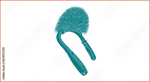 Toilet Bowl Brush with Curved Handle and Soft Bristles.