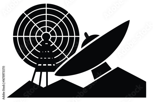 satellite router silhouette vector art icon