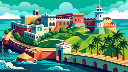 The San Juan National Historic Site in Puerto Rico protects massive coastal fortresses, bastions, and walls built by Spain, overlooking turquoise waters and symbolizing centuries of maritime defense.