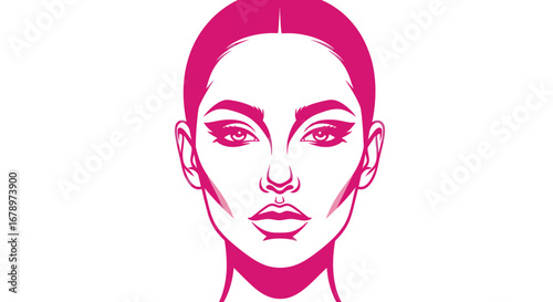 Close up portrait of a woman with clean makeup and neutral expression.