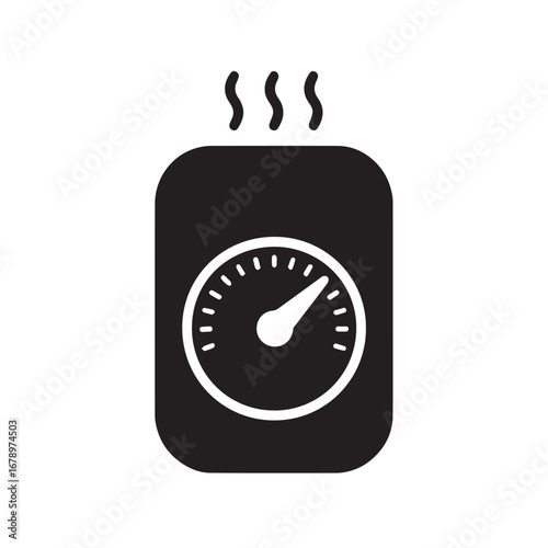 Thermostat silhouette black and white vector icon