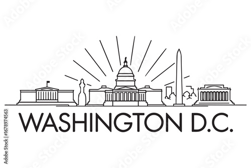 Washington D.C. City Line Art Silhouette Typographic Design. with white background