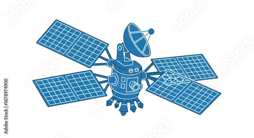 Detailed Satellite Illustration for Space Technology.