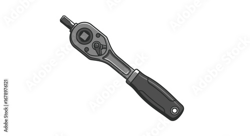 Ratchet wrench tool for mechanical work and repairs.