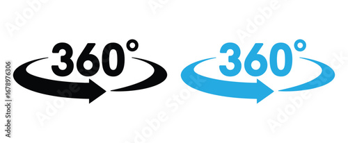 360 degree rotation arrow icon modern simple design.Full cycle 3D arrow rotation.360 rotation icon set.360 degree rotate vector illustration.360 angle arrow pictogram.Panorama view symbol.