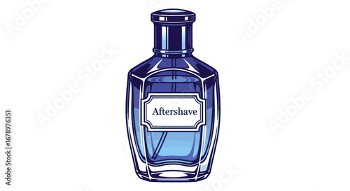 Blue Aftershave Bottle Illustration.