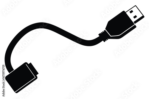 usb cable silhouette vector art icon
