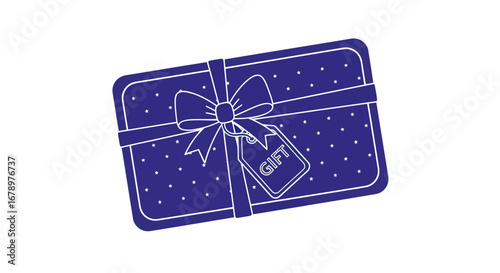 Blue Gift Card with Ribbon and Bow.