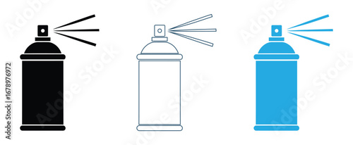 Spray can icons for design projects,Spray can icons vector illustrations in black and blue colors for web and ui designs