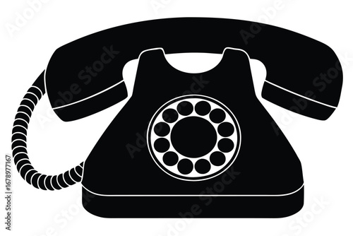 voip phone silhouette vector art icon