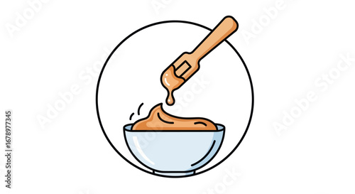 Creamy substance in a bowl with a wooden applicator for skincare.