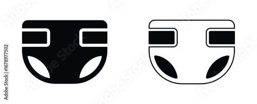 Diaper icon black and white vector graphic,Set of diaper icons in black and white. Vector illustration design.Diaper icon flat line symbol set.