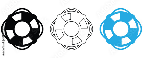 Lifebuoy safety ring icon set