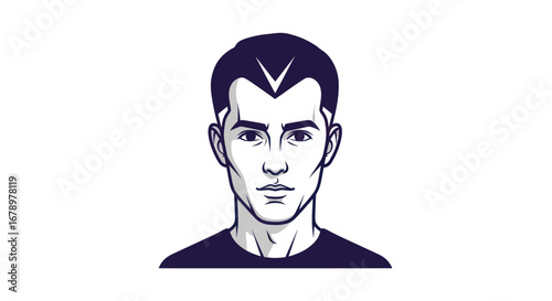 Detailed illustration of a mans face clean and focused portrait.