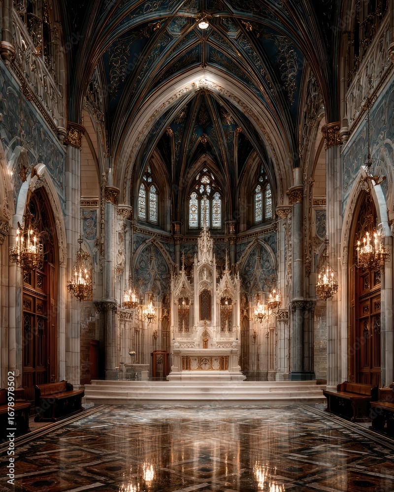 Fototapeta premium Grand church interior, ornate details
