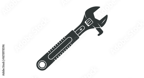 Adjustable Wrench Illustration for Mechanical and Plumbing Tasks.
