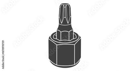Isolated Torx star drive socket bit vector illustration.