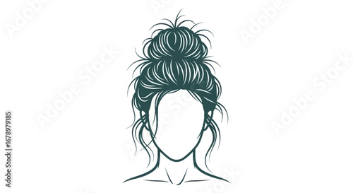 Woman with a Messy Bun Hairstyle Illustration.