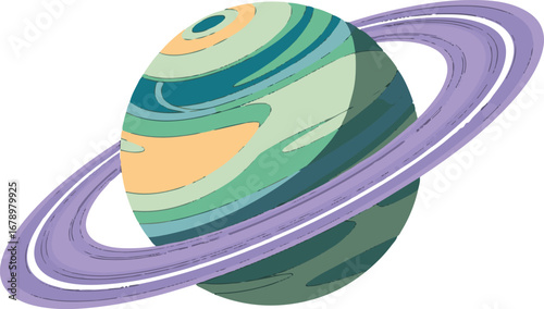 Planet with Rings Illustration