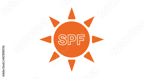 SPF Sun Protection Factor Orange Icon Symbol.