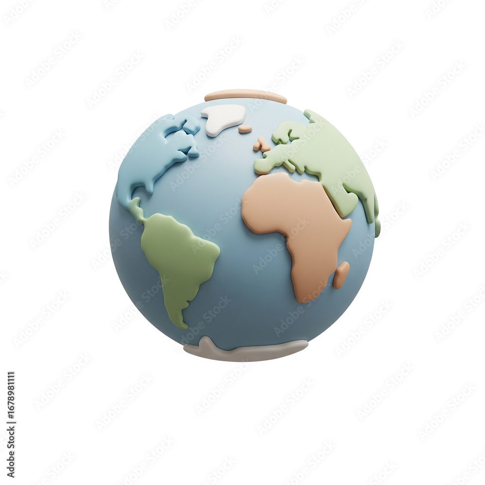 Fototapeta premium 3D Globe Icon for Geography and Education Concept