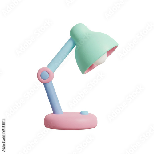 3D Pastel Desk Lamp Icon for Education and Study
