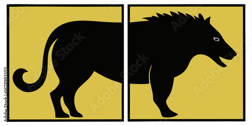 Colorful animal icons silhouette. Farm and Domestic Animals. Wild and Domestic Animal Editable Icons. Cartoon Wild Animal Characters.