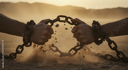 Hands breaking free from chains inspirational image