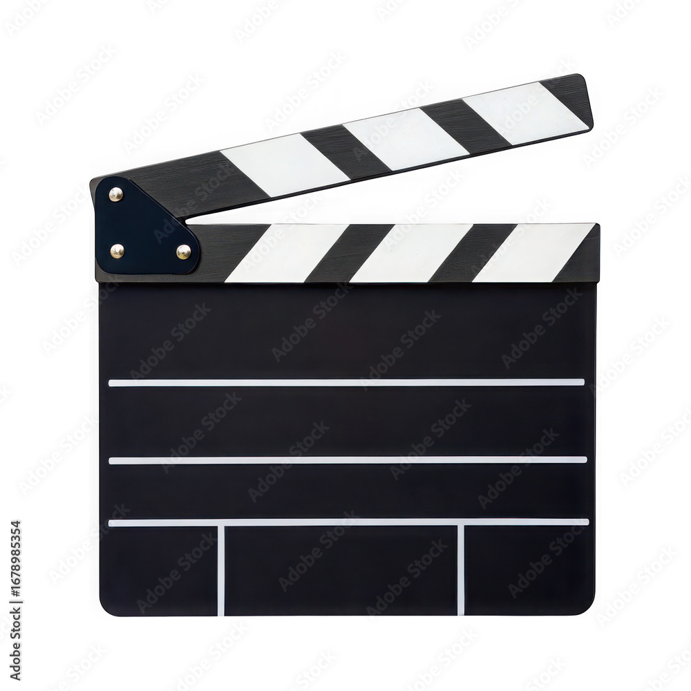 Fototapeta premium Classic film clapperboard isolated on transparent background